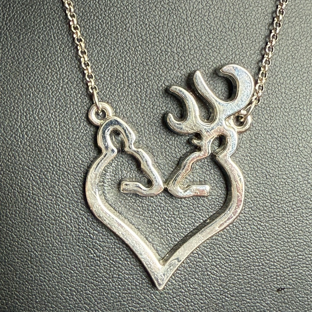Silver Tone  Deer Heart Pendant Necklace